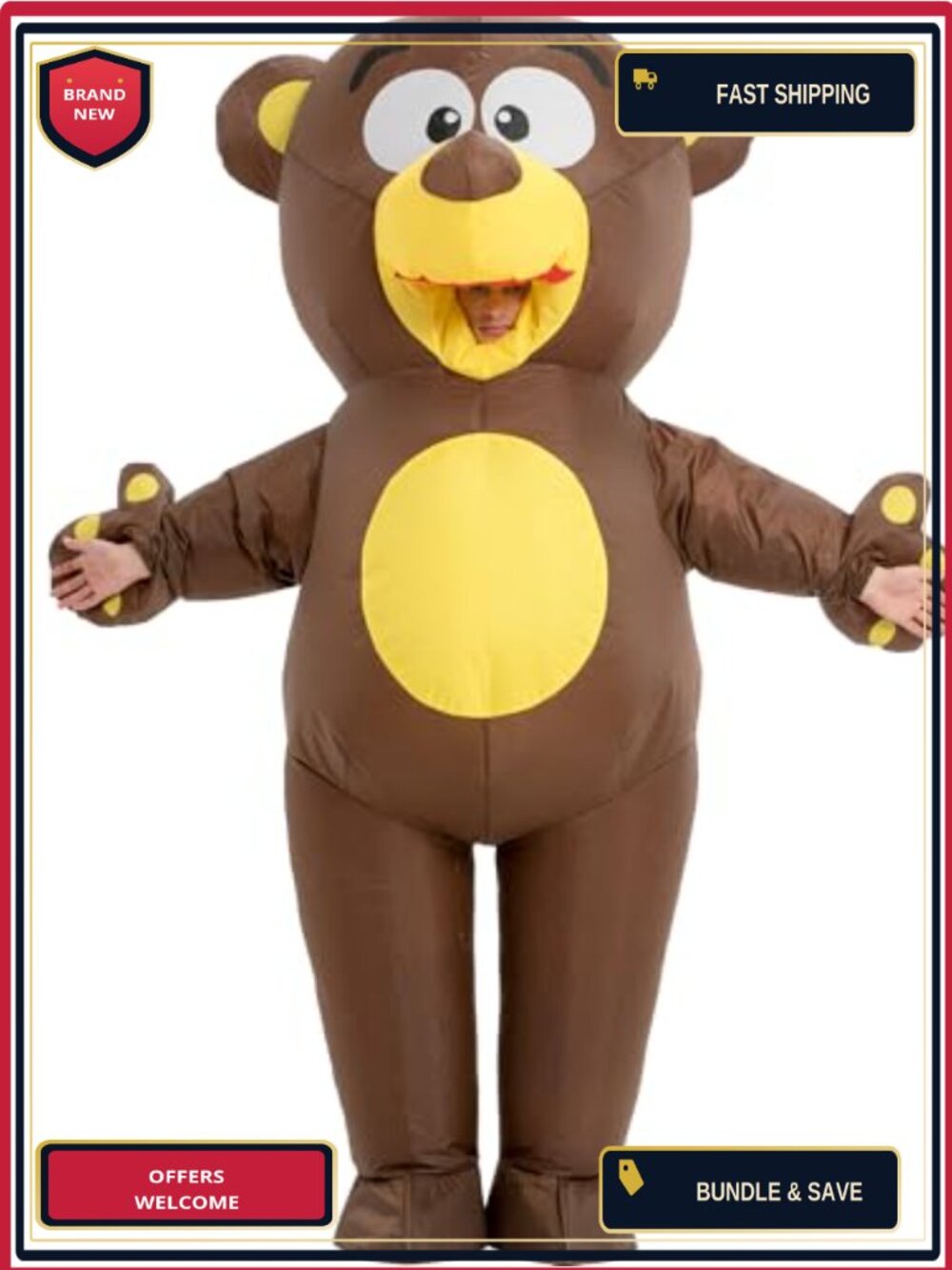 Adult Inflatable Bear Costume Full Body Blow Up Animal Suit Halloween